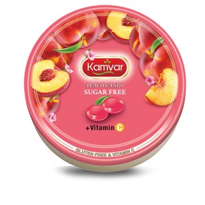 آبنبات بدون قند و رژیمی حاوی ویتامین سی طعم هلو قوطی 64 عددی