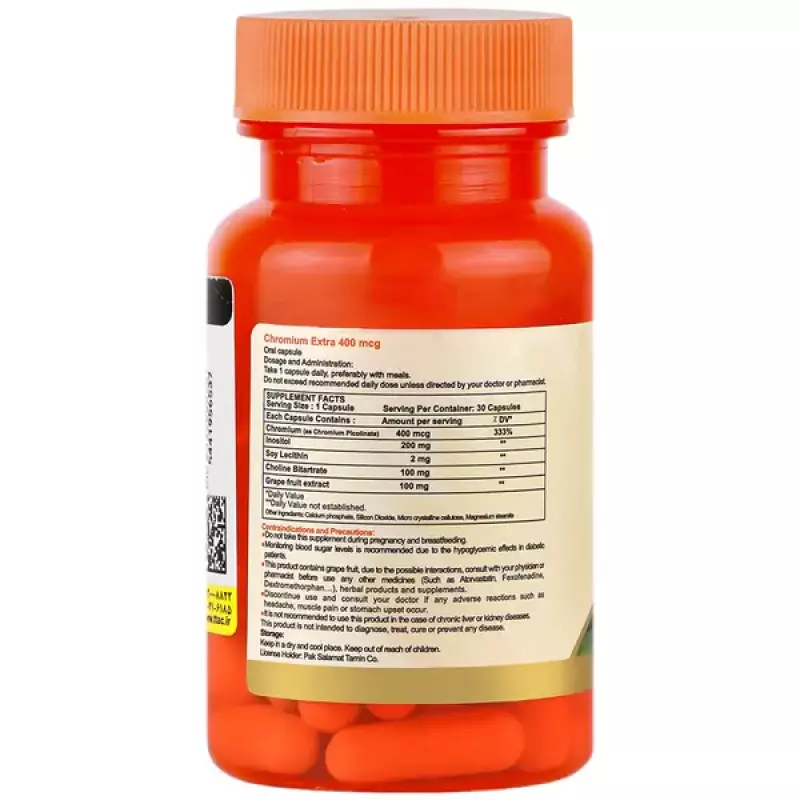 کپسول کرومیوم اکسترا 400 میکرو گرم هلث اند مور 30 عددی