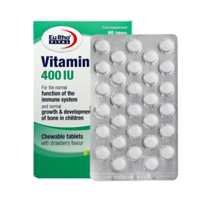 قرص جویدنی  ویتامین د3 یوروویتال 400 واحدی 60 عددی