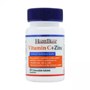 قرص جویدنی ویتامین سی + زینک هلث برست 30 عددی