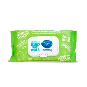 دستمال مرطوب کودک کالاندولای درب دار دافی 50 برگی