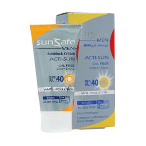 کرم ضد آفتاب spf40 فاقد چربی آقایان سان سیف مناسب برای انواع پوست 50 میلی لیتر