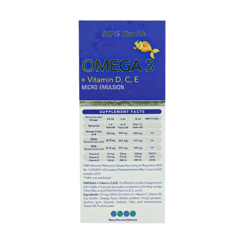 شربت امگا3 بدون جيوه مانا فارمد سلامت 120 ميلی لیتر