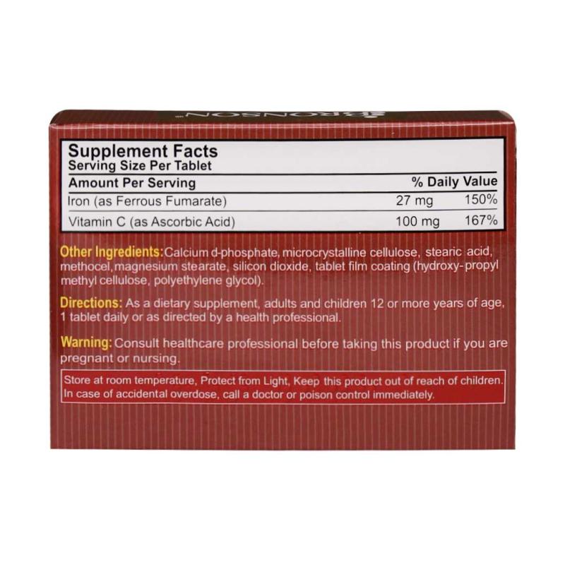 قرص پیوسته رهش آهن و ویتامین ث برونسون 30 عددی